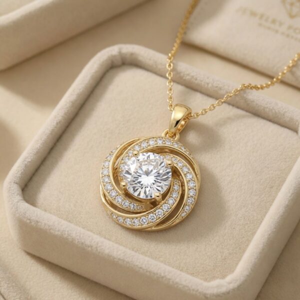 Pandantiv elegant placat cu aur 14K, 25/17 mm, model cu briliant în vârf, Noem®