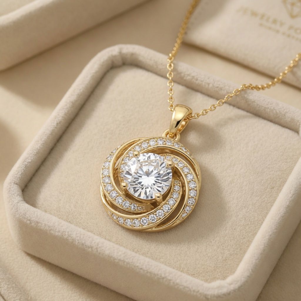 gvb Pandantiv elegant placat cu aur 14K, 25/17 mm, model cu briliant în vârf, Noem® - imagine 1