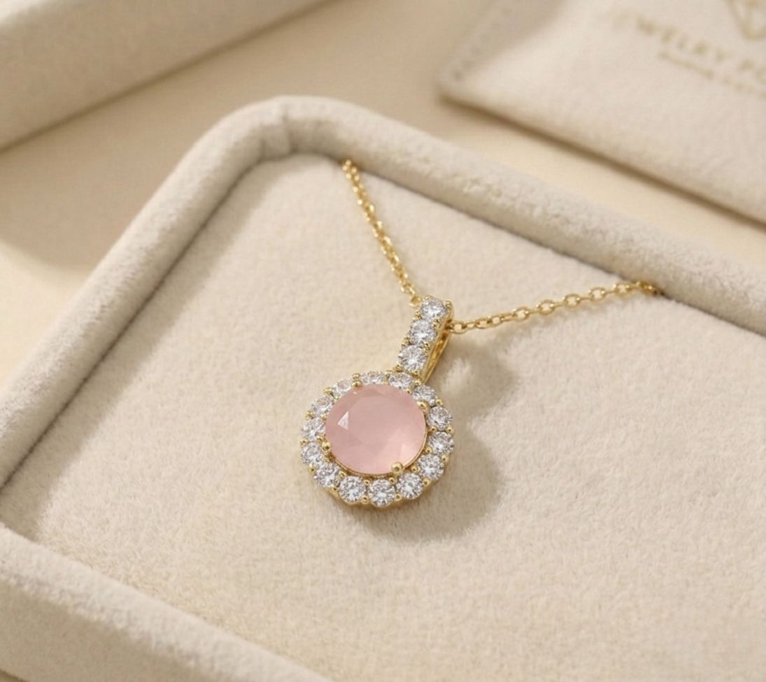 phototune.ai_1781453959 Pandantiv elegant placat cu aur 14K, 23/14 mm, model cu piatră și cristale, Noem® - imagine 1