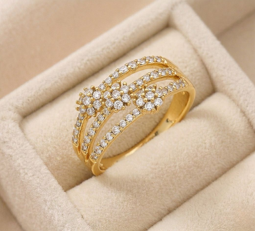 phototune.ai_1781456124 Inel elegant placat cu aur 14K, 11 mm, model cu trei pietre marquise, Noem® - imagine 1