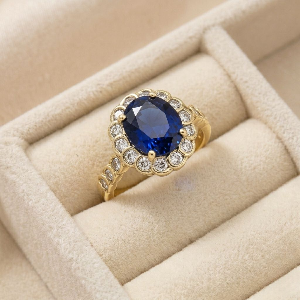 phototune.ai_1781459025 Inel elegant placat cu aur 14K, model cu piatră albastră și zirconiu alb, Noem® - imagine 1