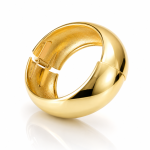 Brățară fixă din oțel chirurgical placată cu aur de 14K, 6x6 cm, brățară rigidă de damă lată și bombată cu grosime 2.7-3.2 cm, Noem® - imagine 2