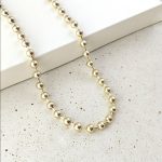 Colier din oțel chirurgical placat cu aur de 14K cu mărgele de 6 mm, colier de damă reglabil 45+10.5 cm din bile aurii, Noem® - imagine 4