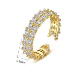 Inel reglabil din oțel chirurgical placat cu aur de 14K cu zirconiu cubic, inel de damă lat de 1,8 cm cu cristale albe strălucitoare, mărimea 7 ,Noem® - imagine 2