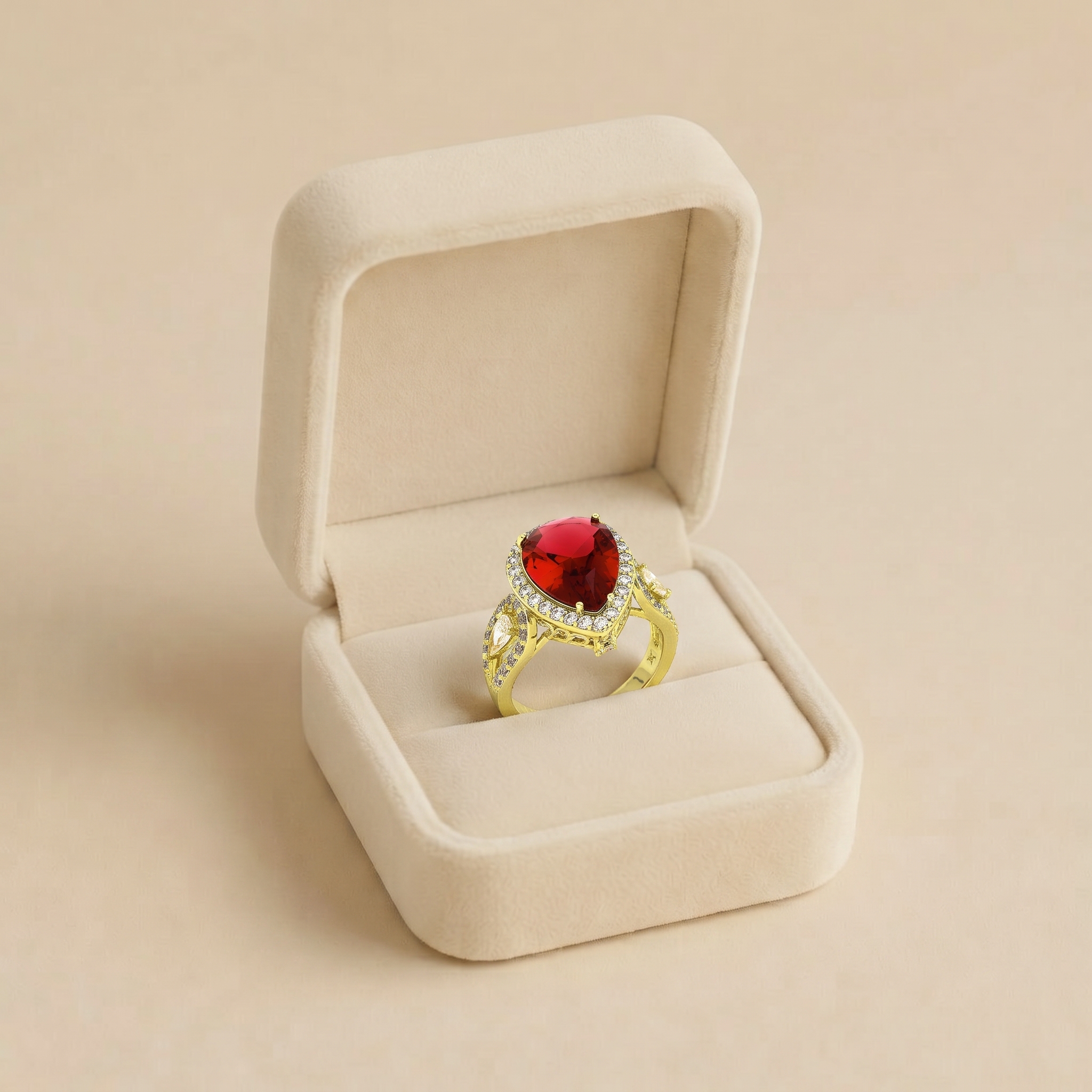 Gemini_Generated_Image_c5obj2c5obj2c5ob (1) Inel elegant placat cu aur de 14K, format Tearflower de 18 mm cu cristal negru lacrimă și halo de zirconii, marimea 6, Noem® - imagine 1