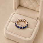 Inel din oțel inoxidabil placat cu aur de 18 K, model Eternity 5 mm încrustat cu zirconii albastre safir, hipoalergenic, marimea 6, Noem® - imagine 2