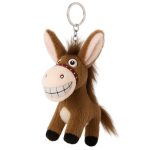 Breloc amuzant din pluș maro în formă de măgăruș cu coadă, înălțime 12 cm, Noem® - imagine 2