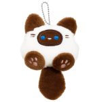 Breloc amuzant din pluș cu piuitoare în formă de pisică cu coadă pufoasă, 13 cm, Noem® - imagine 2