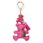 Breloc elegant din piele ecologică fuchsia ursuleț cu medalion monedă și ciucure, lungime 7 cm, Noem® - imagine 4