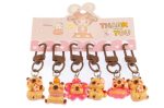 Set 6 brelocuri pentru chei și ghiozdan, model Capybara kawaii cu carabină maro, figurine amuzante 3D, multicolor, Noem® - imagine 2