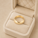 Verighetă clasică din oțel inoxidabil placat cu aur roz de 18 K, profil neted lucios 4 mm, unisex, hipoalergenică, Noem®