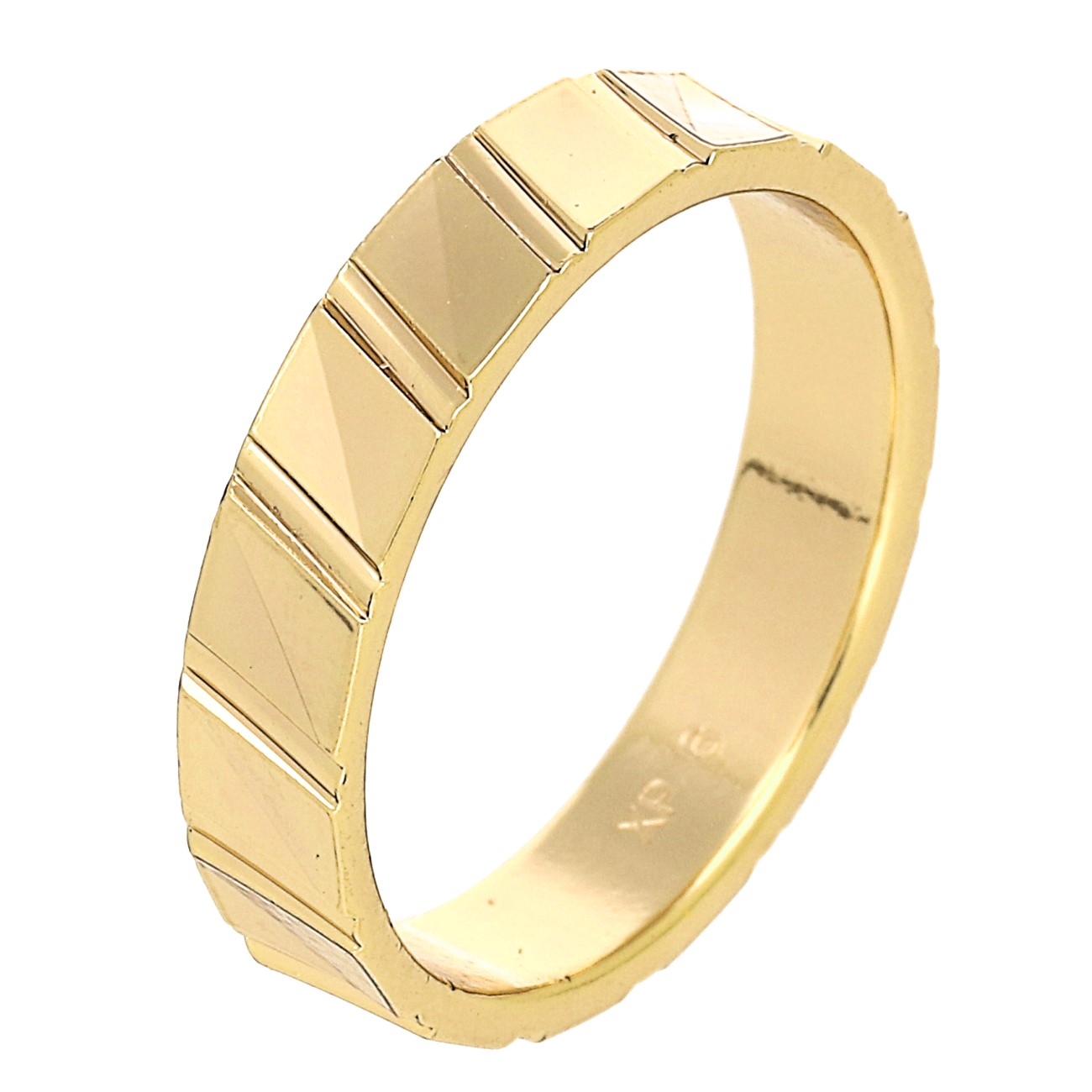NO1168-91411_01 Verigheta din oțel inoxidabil placat cu aur roz de 18 K, model geometric cu striații diagonale 4 mm, unisex, hipoalergenic, Noem® - imagine 1