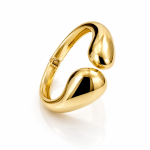 Brățară tip manșetă din oțel inoxidabil placat cu aur de 14 K, model fix cu terminații rotunjite tip lacrimă, diametru 6x5.5 cm, Noem® - imagine 2