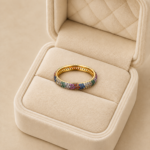 Inel auriu cu cristale multicolore, latime 3 mm, Noem®