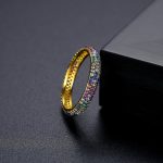Inel auriu cu cristale multicolore, latime 3 mm, Noem® - imagine 2