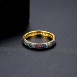 Inel auriu cu cristale multicolore, latime 3 mm, Noem® - imagine 3