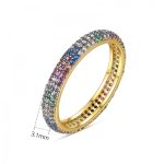 Inel auriu cu cristale multicolore, latime 3 mm, Noem® - imagine 4